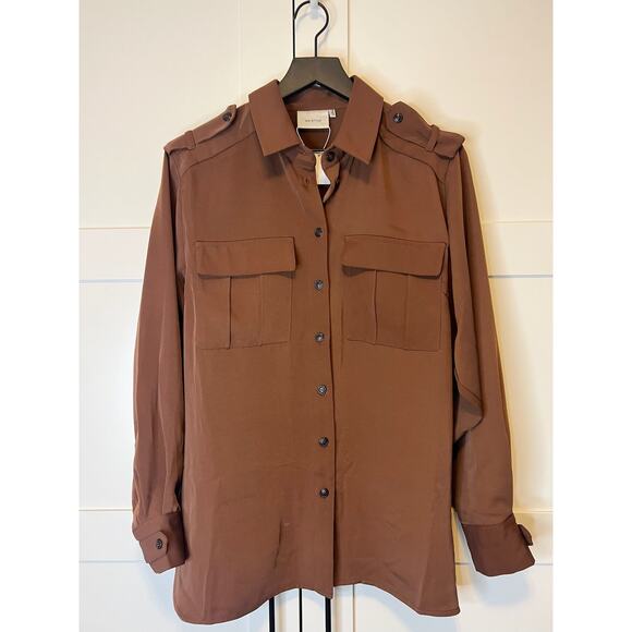 Gestuz Brown Button-Up Shirt, Size 36 - Picture 3 of 9